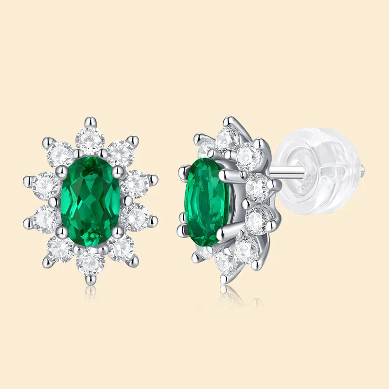 Syrup S925 Silver Artificial Gemstone Stud Earrings Women's-3