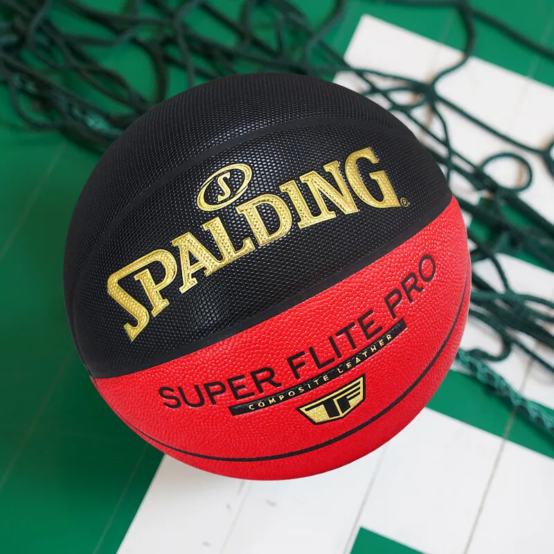 SPALDING Size 7 Indoor Outdoor Universal Basketball PU Black Red-3