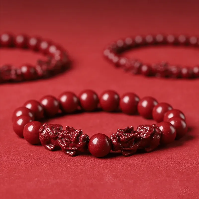 Liuzhen Hall Reconstructed Cinnabar Jade Bracelets Unisex-16