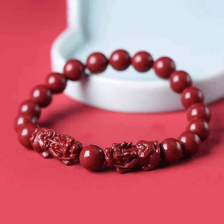 Liuzhen Hall Reconstructed Cinnabar Jade Bracelets Unisex-13