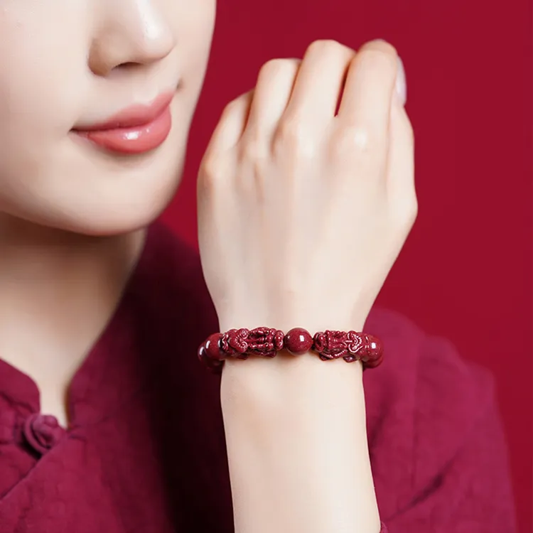 Liuzhen Hall Reconstructed Cinnabar Jade Bracelets Unisex-1