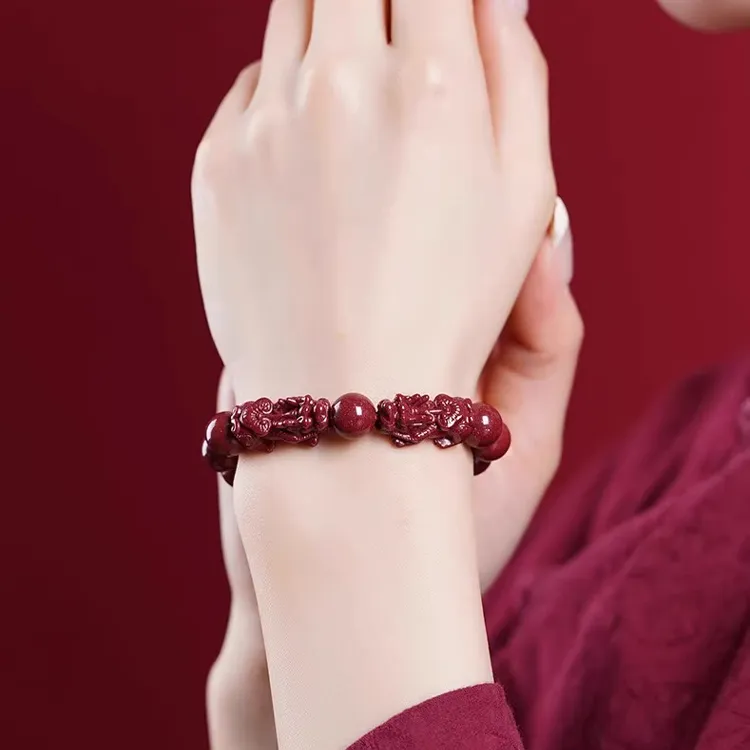 Liuzhen Hall Reconstructed Cinnabar Jade Bracelets Unisex-2