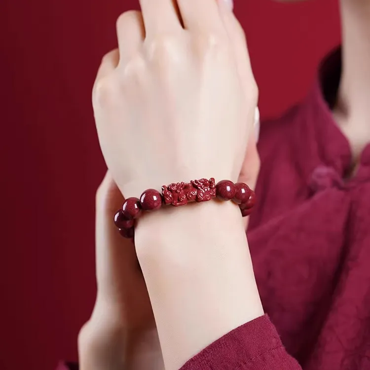 Liuzhen Hall Reconstructed Cinnabar Jade Bracelets Unisex-10