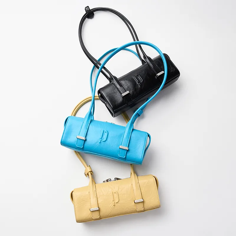 PECO Soft Leather, Cow Leather Handbag, Shoulder Bag Women's Black/Yellow/Blue-3