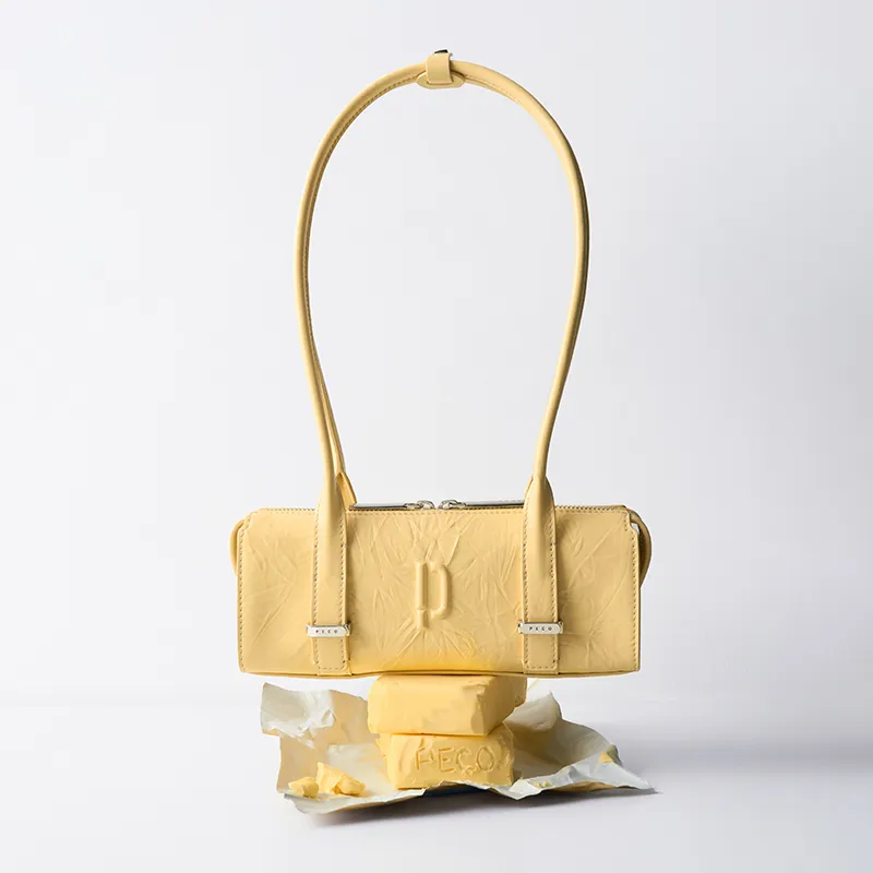 PECO Soft Leather, Cow Leather Handbag, Shoulder Bag Women's Black/Yellow/Blue-7