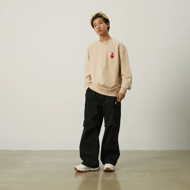 MLB Boston Red Sox Heart Collection 24FW Early Autumn Pullover Crew Neck Sweatshirt Unisex Beige-2