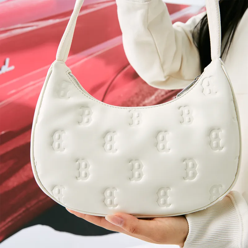 MLB Artificial Leather Shoulder Bag Handbag Shoulder Bag Unisex Dark Cream-4