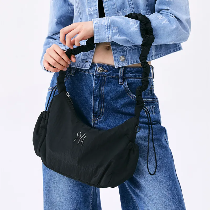 MLB New York Yankees Polyamide Zip Closure Solid Color Shoulder Bag Crossbody Bag Regular Unisex Black-4