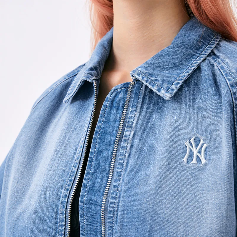 MLB New York Yankees Denim Jacket Women's Light Blue-3