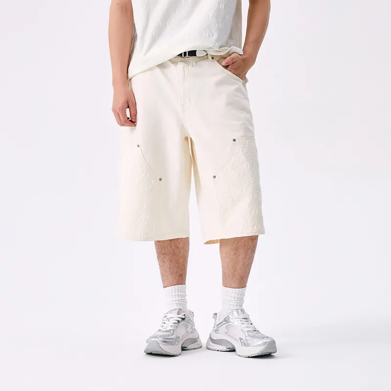 MLB MONOGRAM Collection New York Yankees SS25 Denim Shorts Men's White-4