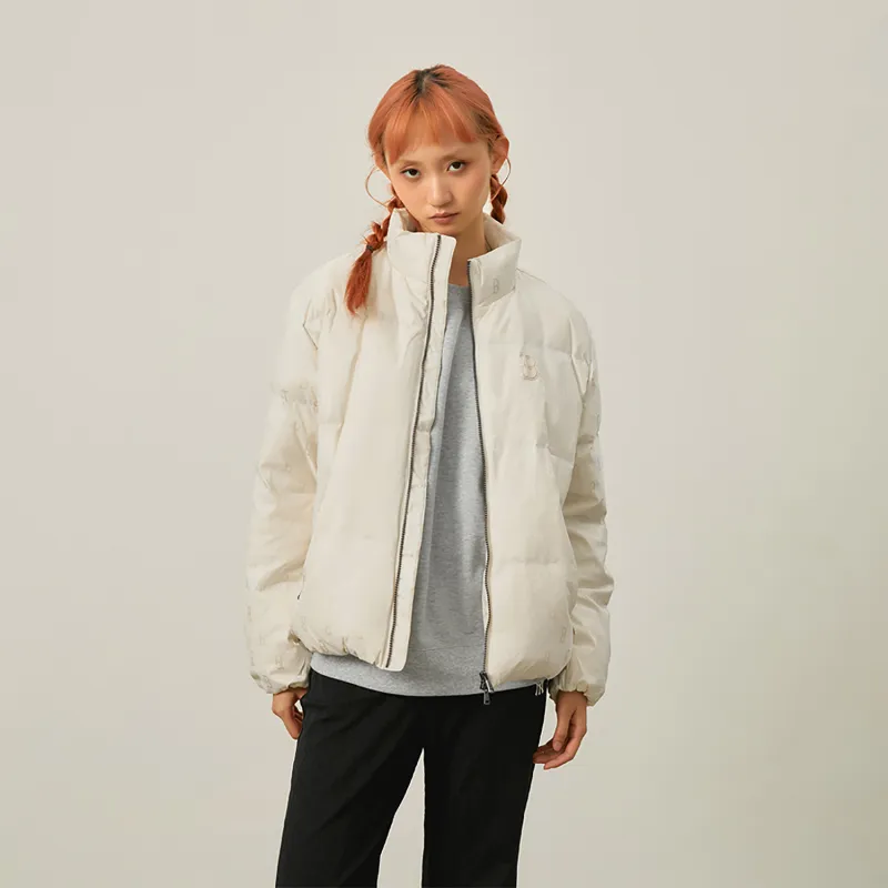 MLB MONOGRAM Collection Boston Red Sox 24FW Cropped Down Jackets Unisex Dark Cream-4