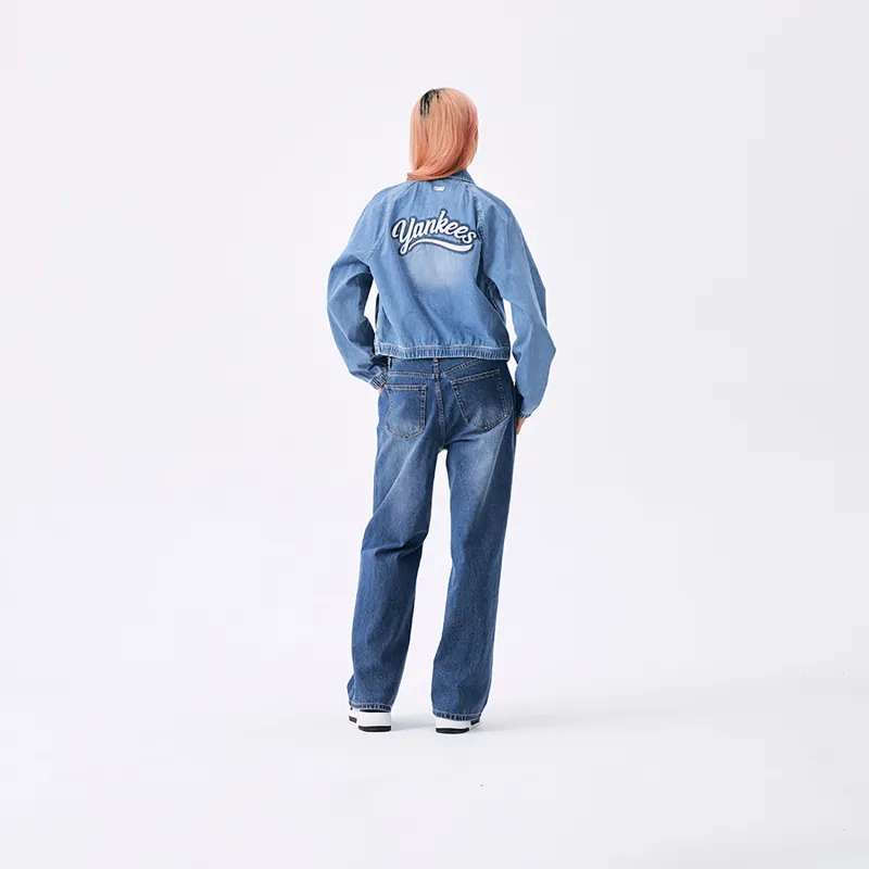 MLB New York Yankees Denim Jacket Women's Light Blue-2