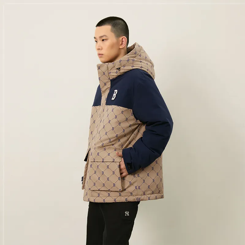 MLB MONOGRAM Collection Basic Boston Red Sox FW24 Down Jacket Unisex Light Beige-2