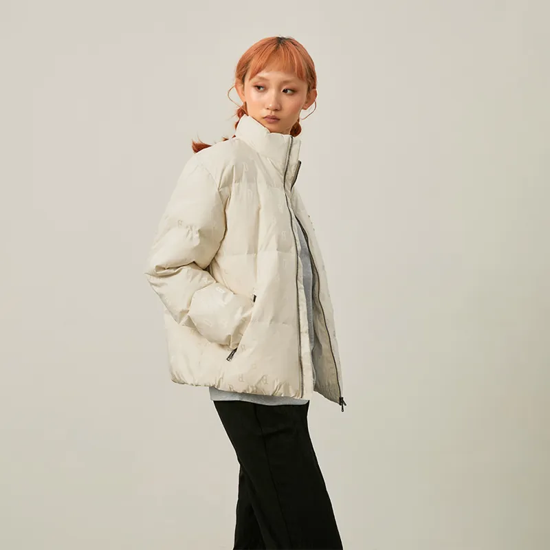 MLB MONOGRAM Collection Boston Red Sox 24FW Cropped Down Jackets Unisex Dark Cream-3