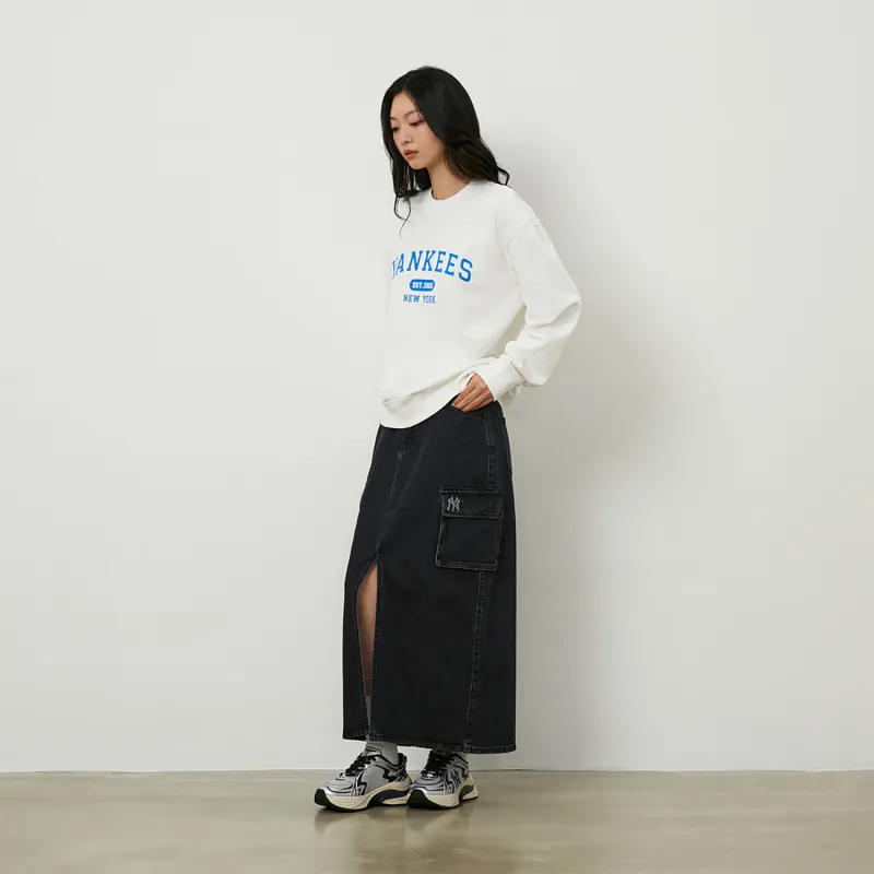 MLB Preppy Style Collection New York Yankees 24FW Pre Fall Early Autumn Crew Neck Sweatshirt Unisex Cream-5