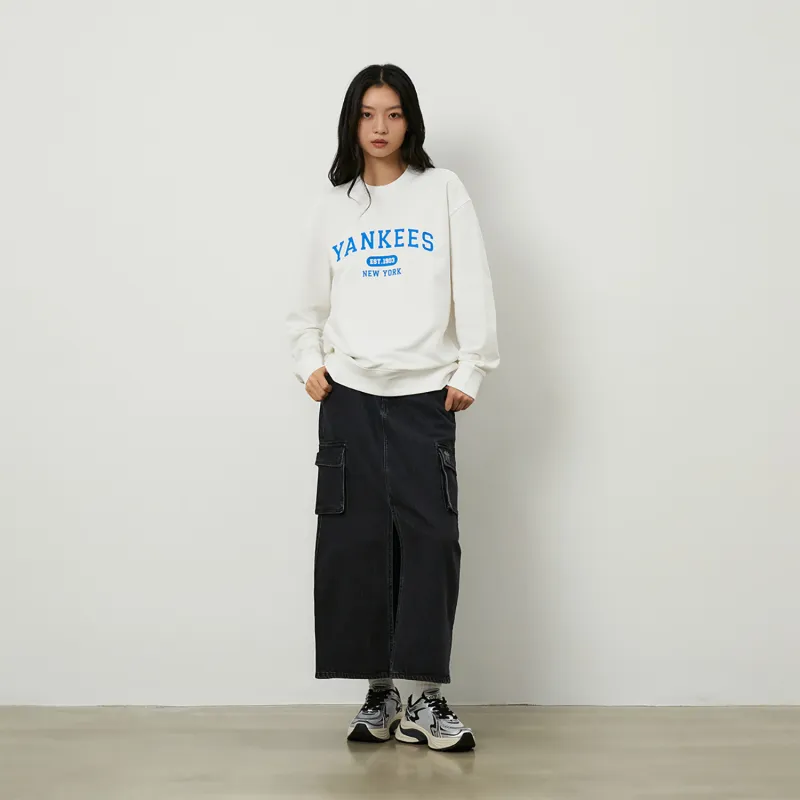 MLB Preppy Style Collection New York Yankees 24FW Pre Fall Early Autumn Crew Neck Sweatshirt Unisex Cream-6