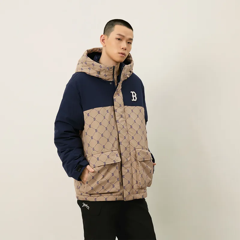 MLB MONOGRAM Collection Basic Boston Red Sox FW24 Down Jacket Unisex Light Beige-3