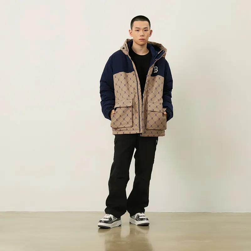 MLB MONOGRAM Collection Basic Boston Red Sox FW24 Down Jacket Unisex Light Beige-5
