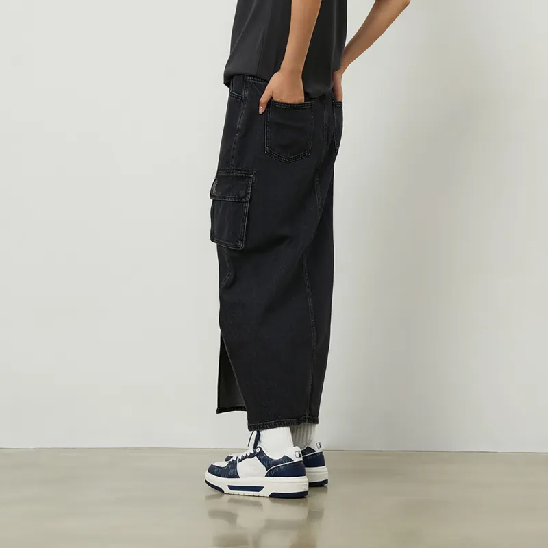 MLB New York Yankees Basic Collection 24FW Denim Long Skirts Women's Black-4