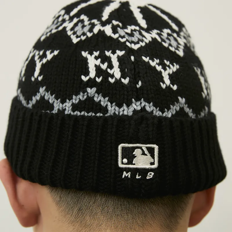 MLB Contains Wool Knitted Beanie Hat Unisex Black-5