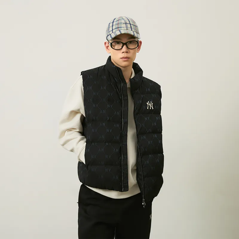 MLB MONOGRAM Collection New York Yankees 24FW Down Vests Unisex Black-4