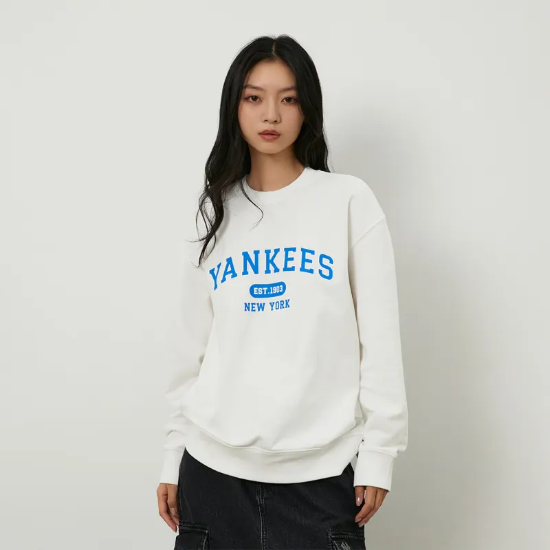 MLB Preppy Style Collection New York Yankees 24FW Pre Fall Early Autumn Crew Neck Sweatshirt Unisex Cream-7