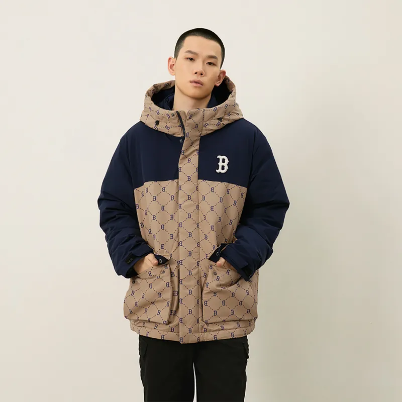 MLB MONOGRAM Collection Basic Boston Red Sox FW24 Down Jacket Unisex Light Beige-4