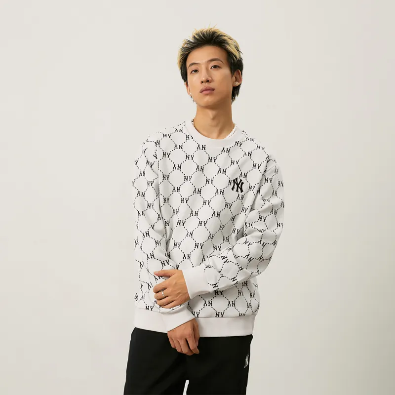 MLB MONOGRAM Collection New York Yankees 24FW Crewneck Sweatshirt Unisex Cream-3