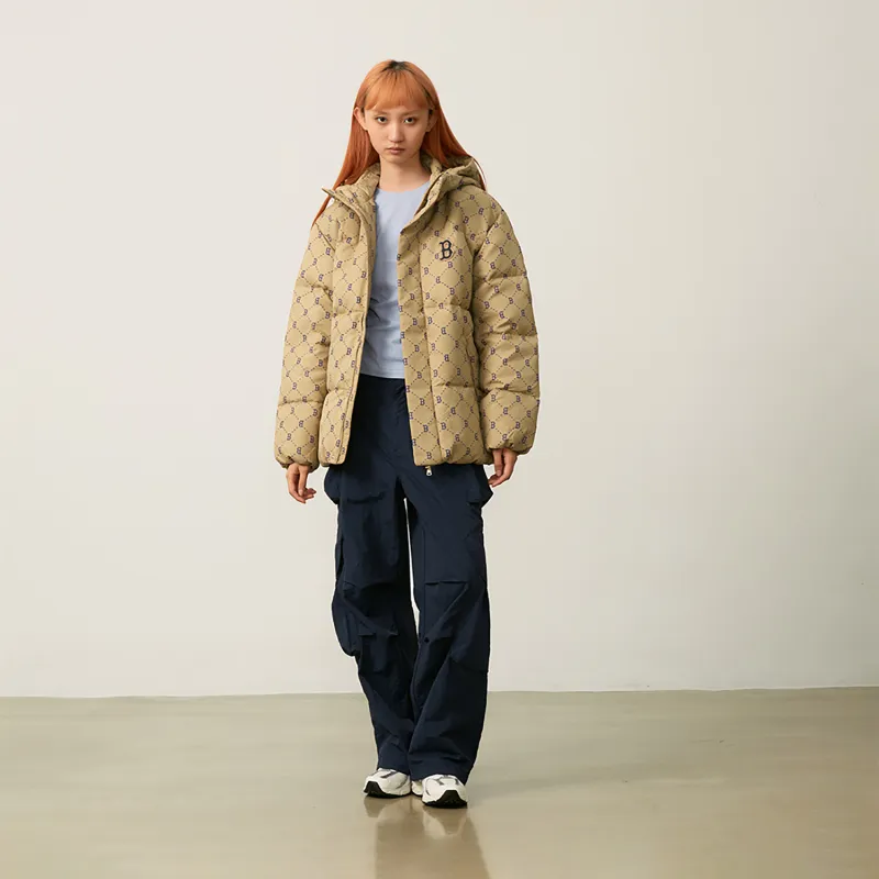 MLB MONOGRAM Collection Boston Red Sox FW24 Down Jacket Unisex Light Beige-6