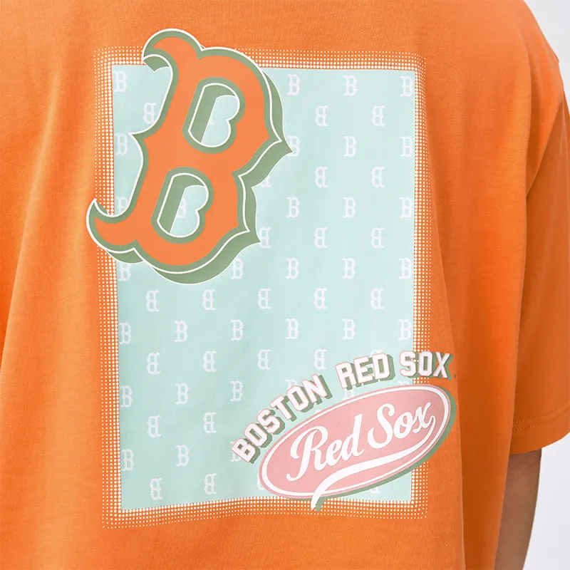 MLB MONOGRAM Collection Basic Boston Red Sox T Shirt Unisex Light Orange-2