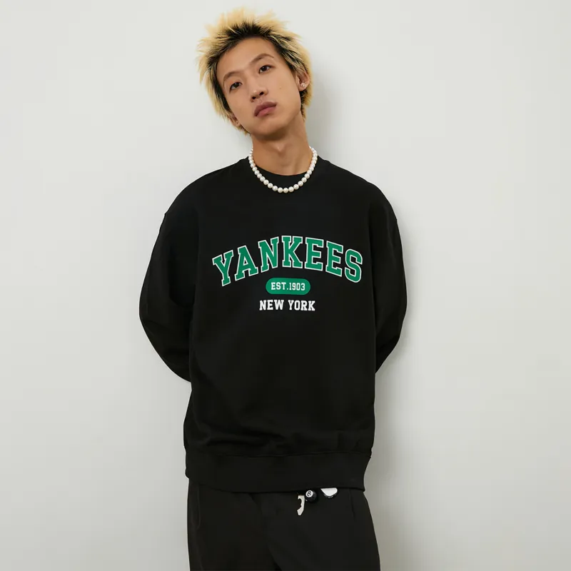 MLB Preppy Style Collection New York Yankees 24FW Crew Neck Pre Fall Sweatshirt Unisex Black-7