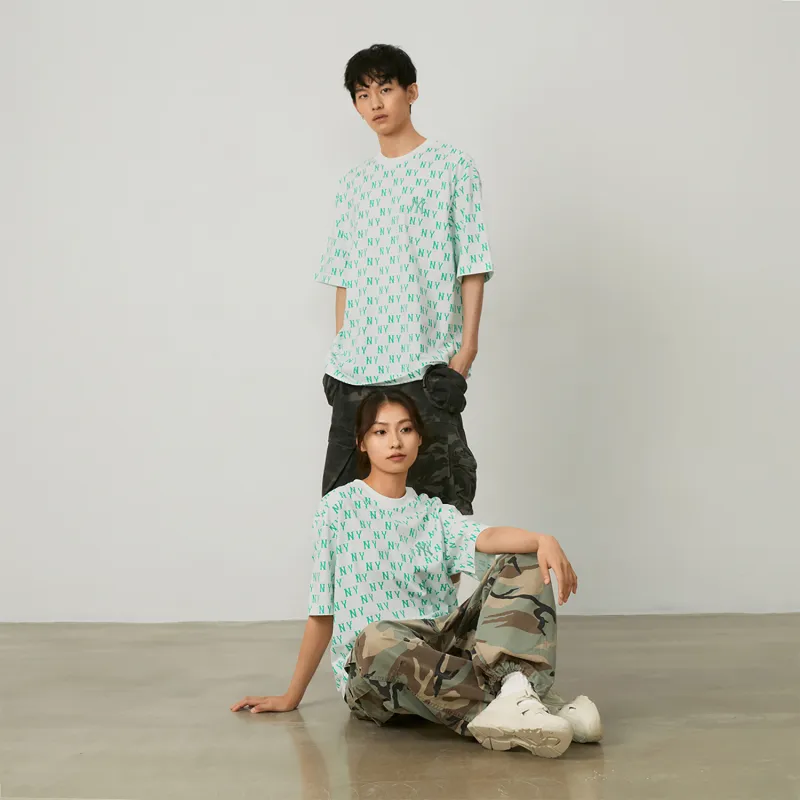 MLB MONOGRAM Reading Collection T Shirts Unisex Ecru-5
