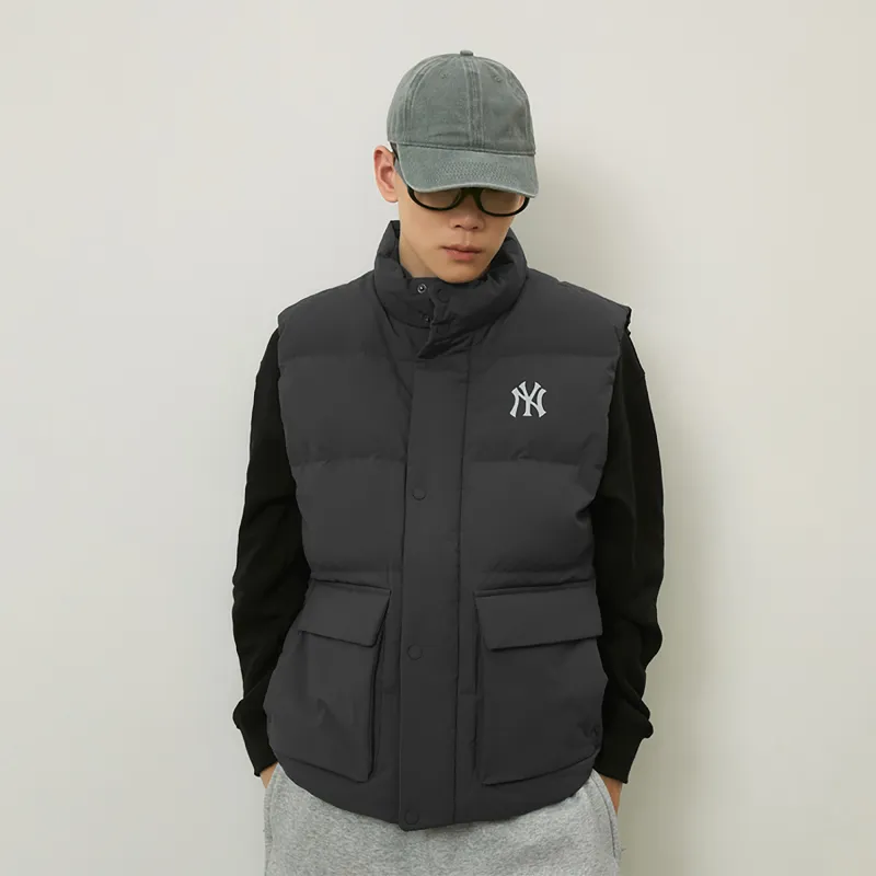 MLB New York Yankees Basic Collection Down Vests Unisex Charcoal Gray-4