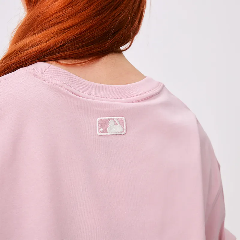 MLB Los Angeles Dodgers Heart SS25 T Shirt Unisex Heather Gray Pink-2