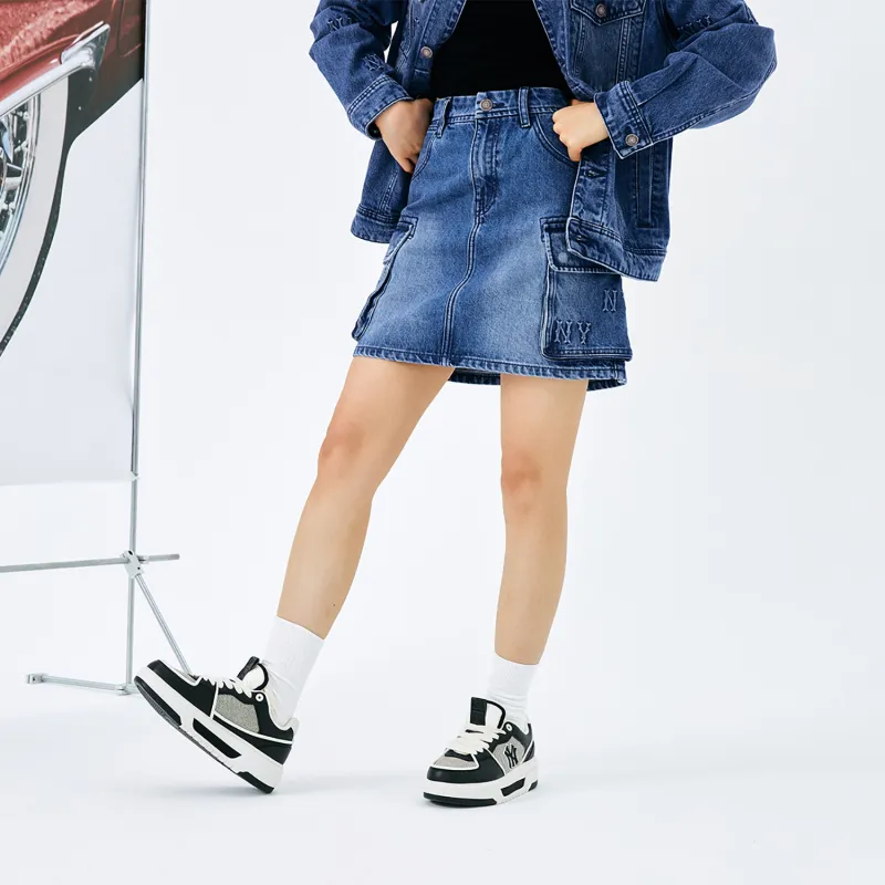 MLB MONOGRAM Collection New York Yankees 24FW Denim Short Skirts Women's Indigo-3