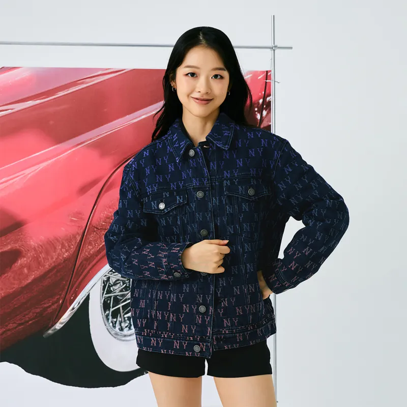 MLB Jacquard Dia Monogram 24FW Denim Jacket Unisex Indigo-3