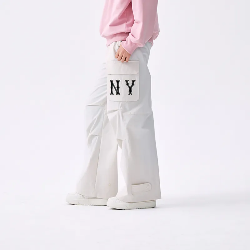 MLB New York Yankees Cargo Pants Women's Cream White-4