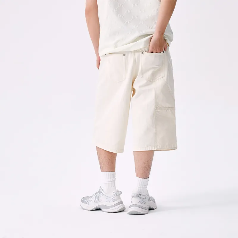 MLB MONOGRAM Collection New York Yankees SS25 Denim Shorts Men's White-2