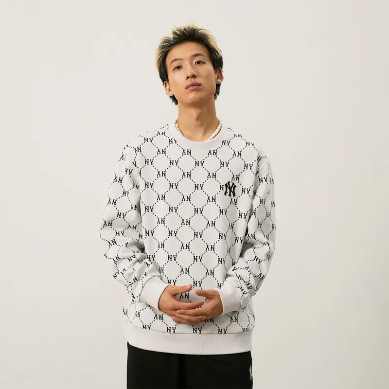 MLB MONOGRAM Collection New York Yankees 24FW Crewneck Sweatshirt Unisex Cream-4