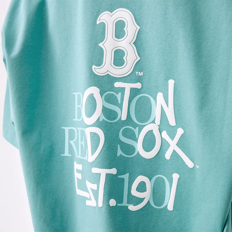MLB Boston Red Sox Basic Collection SS25 T Shirt Unisex Heather Gray Mint Green-2