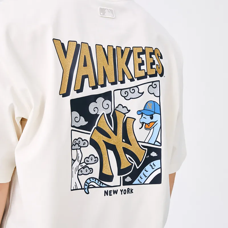 MLB New York Yankees Snake Year CNY Collection SS25 T Shirt Unisex Standard Ivory-2