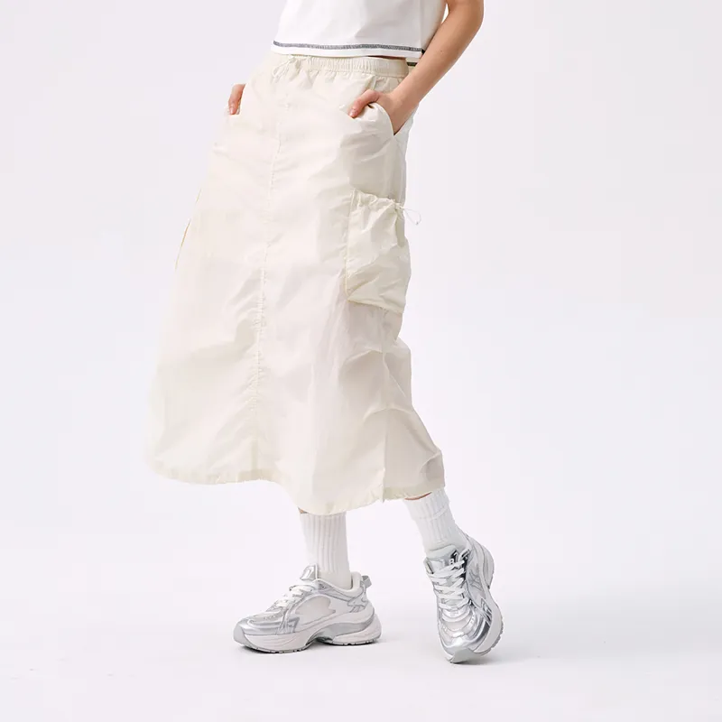 MLB New York Yankees Basic Collection SS25 Casual Long Skirt Women's Ivory-3