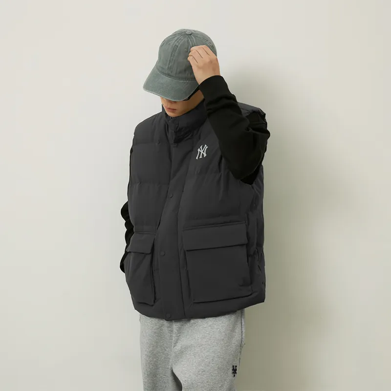 MLB New York Yankees Basic Collection Down Vests Unisex Charcoal Gray-5