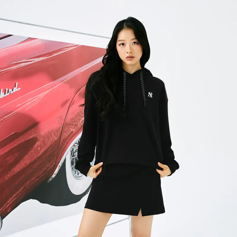 MLB New York Yankees Basic Collection 24FW Pre Fall Cropped Hoodie Unisex Black-3