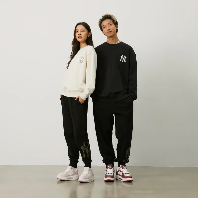 MLB MONOGRAM Collection New York Yankees 24FW Knitted Sports Pants Unisex Black-3