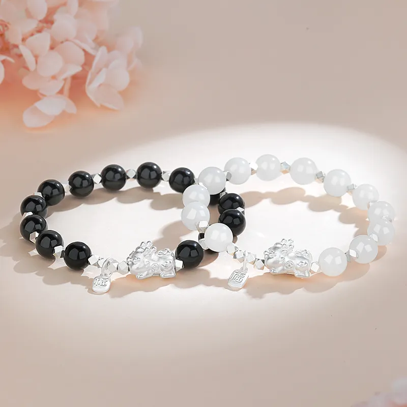 Central Fashion Obsidian Jade Bracelets Unisex-11