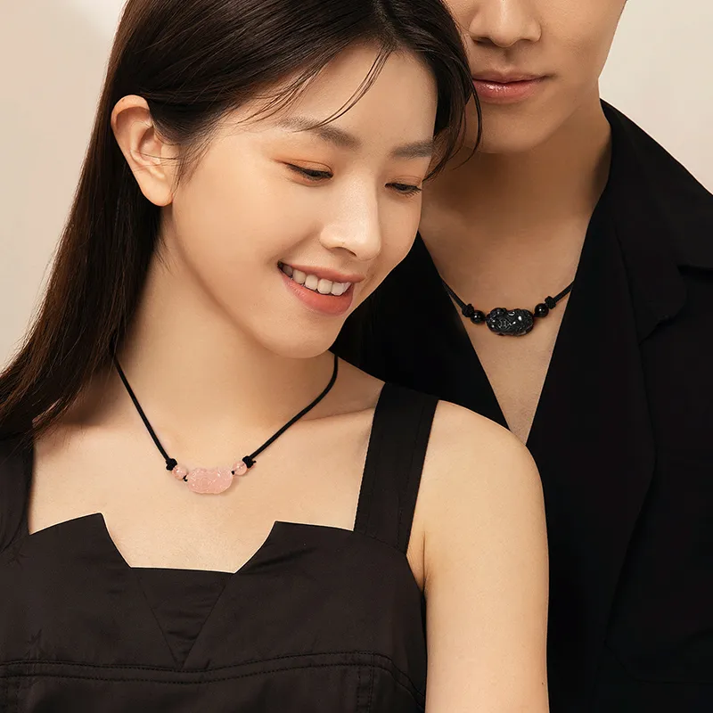 Central Fashion Natural Obsidian Necklaces Men's-5