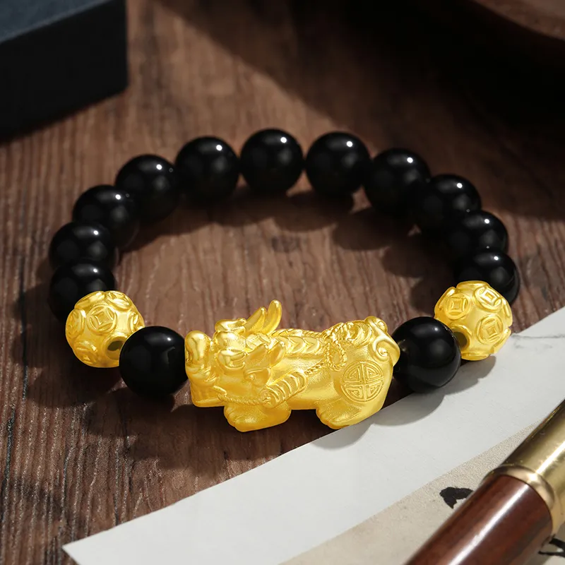 Central Fashion Natural Obsidian Jade Bracelets Unisex-8