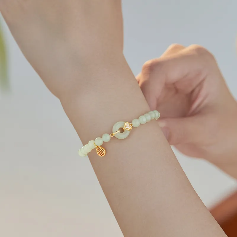 Central Fashion Hetian Jade Bracelets Green Jade Women's-1