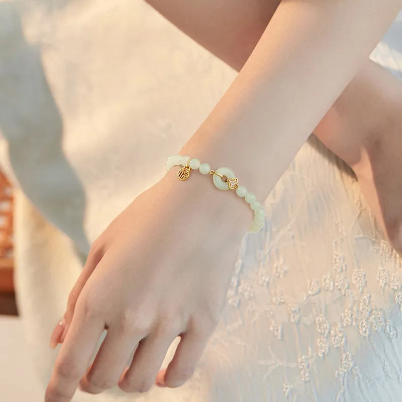 Central Fashion Hetian Jade Bracelets Green Jade Women's-3